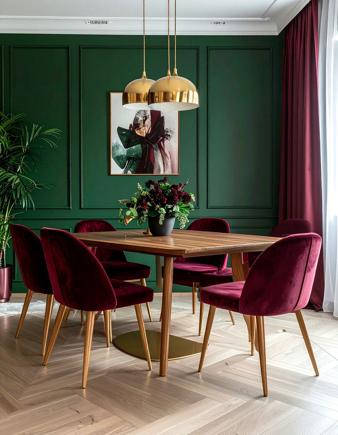 Burgundy and green dining room - 30 burgundy dining room ideas
