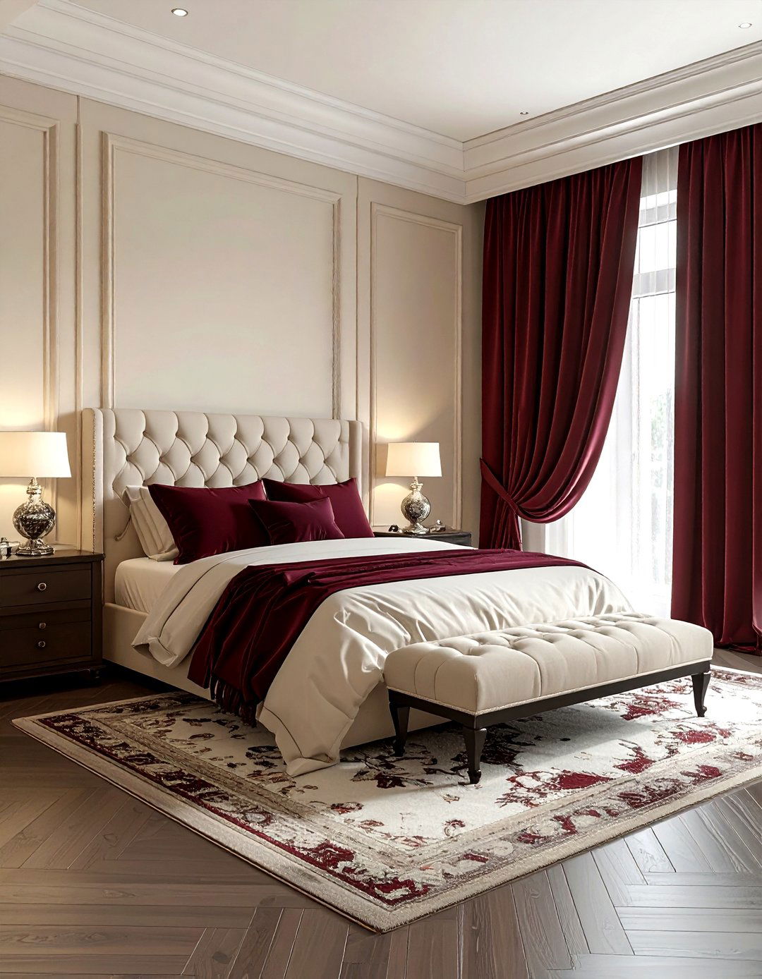 Burgundy and ivory bedroom - 30 burgundy bedroom color schemes