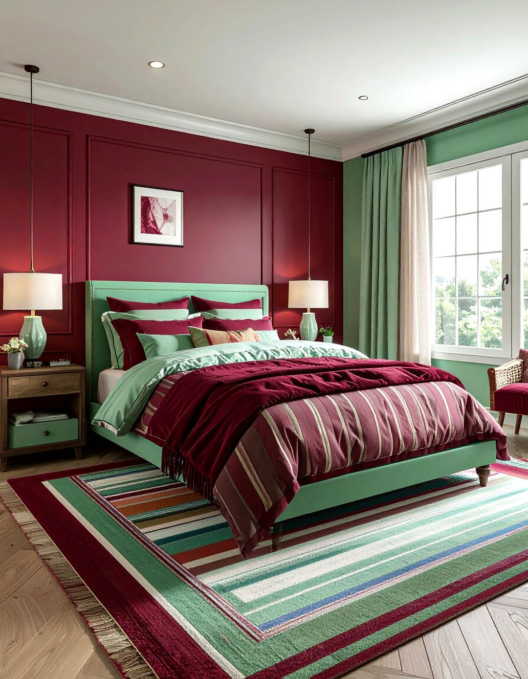 Burgundy and mint green bedroom - 30 burgundy bedroom color schemes