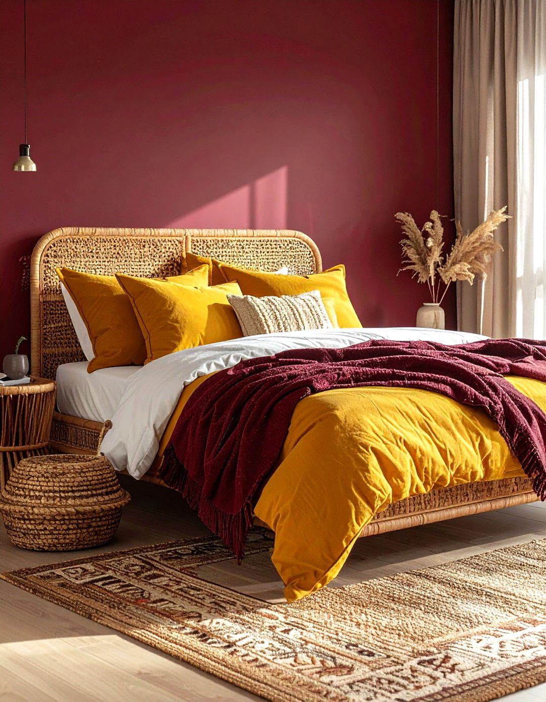 Burgundy and mustard yellow bedroom - 30 burgundy bedroom color schemes
