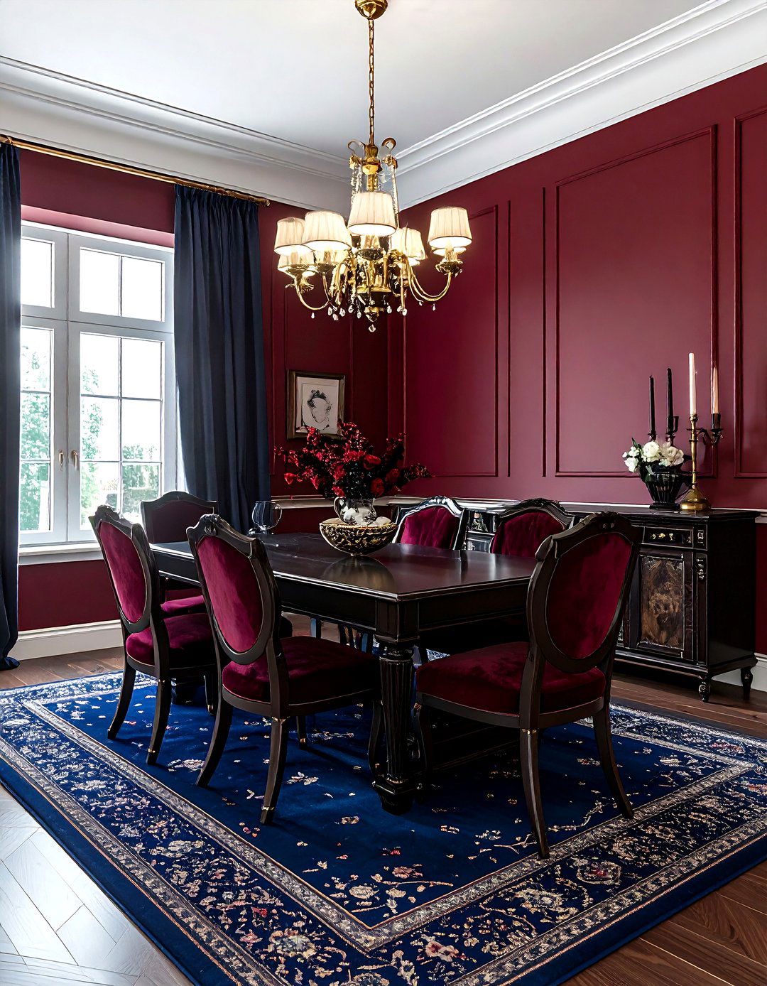 Burgundy and navy dining room - 30 two-tone dining room ideas