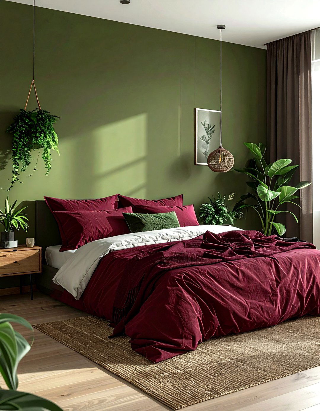 Burgundy and olive green bedroom - 30 burgundy bedroom color schemes