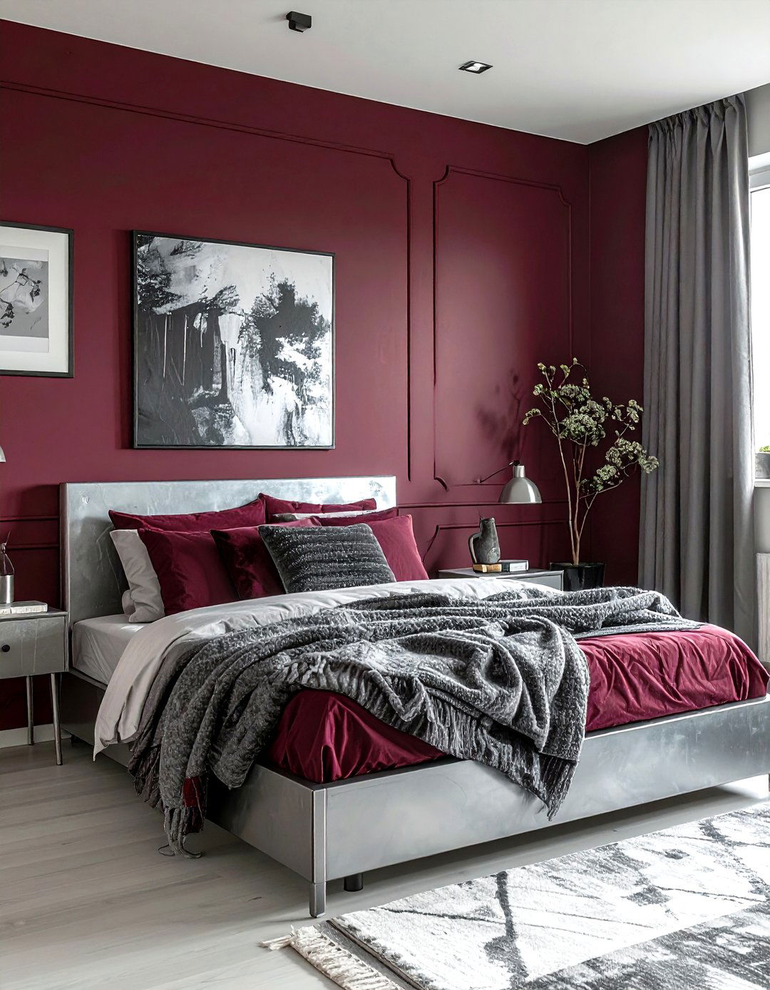 Burgundy and pewter bedroom - 30 burgundy bedroom color schemes