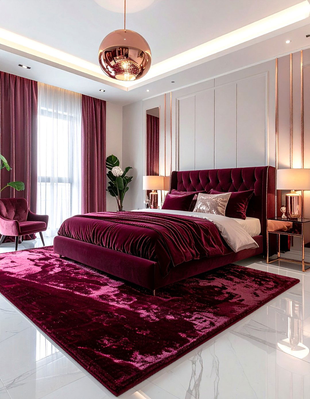 Burgundy and rose gold bedroom - 30 burgundy bedroom color schemes