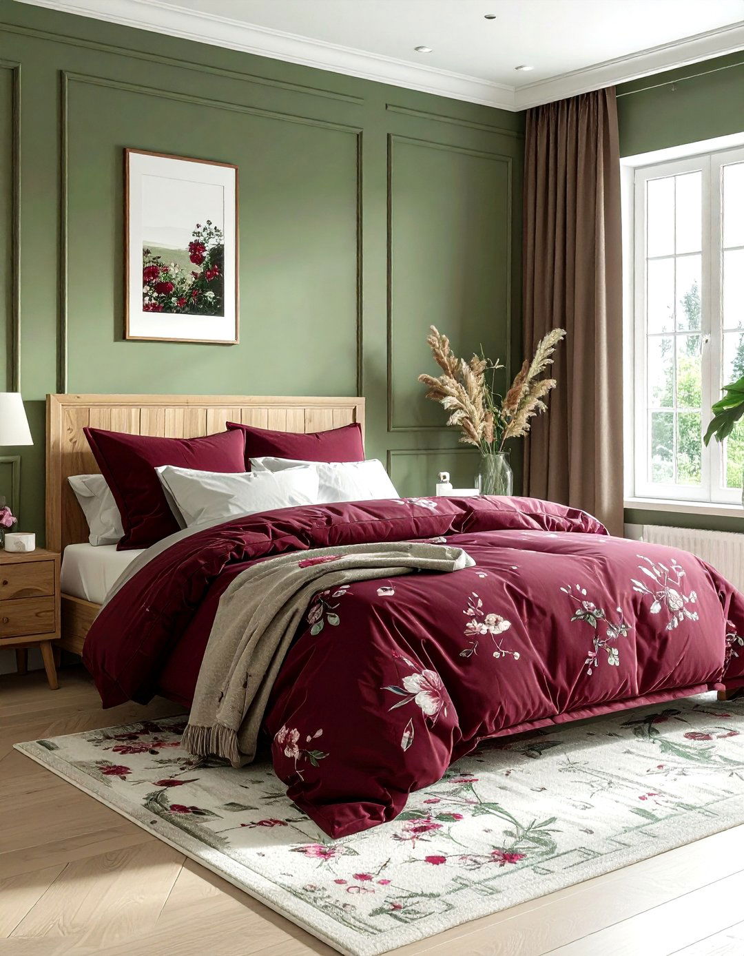 Burgundy and sage green bedroom - 30 burgundy bedroom color schemes