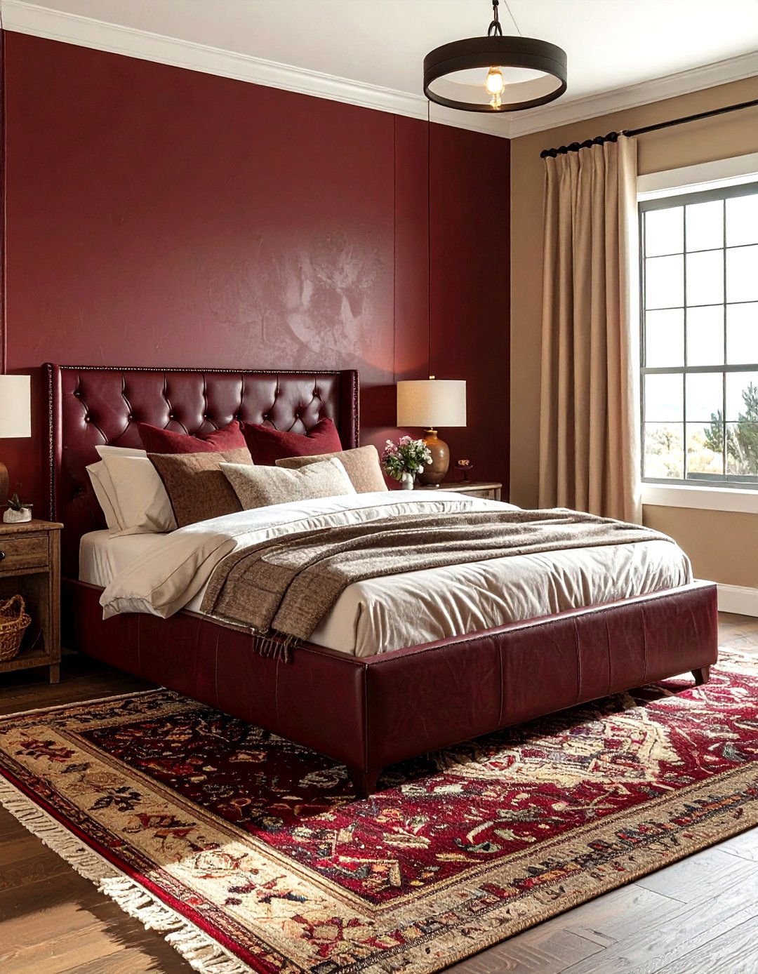 Burgundy and tan bedroom - 30 burgundy bedroom color schemes
