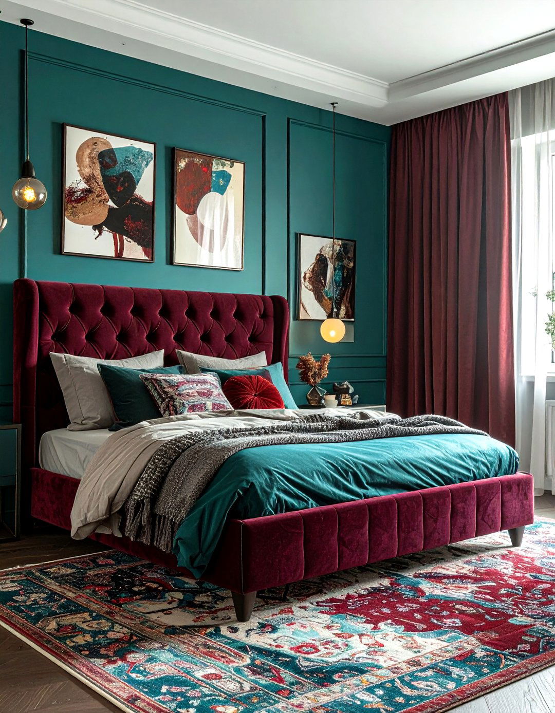 Burgundy and teal bedroom - 30 burgundy bedroom color schemes