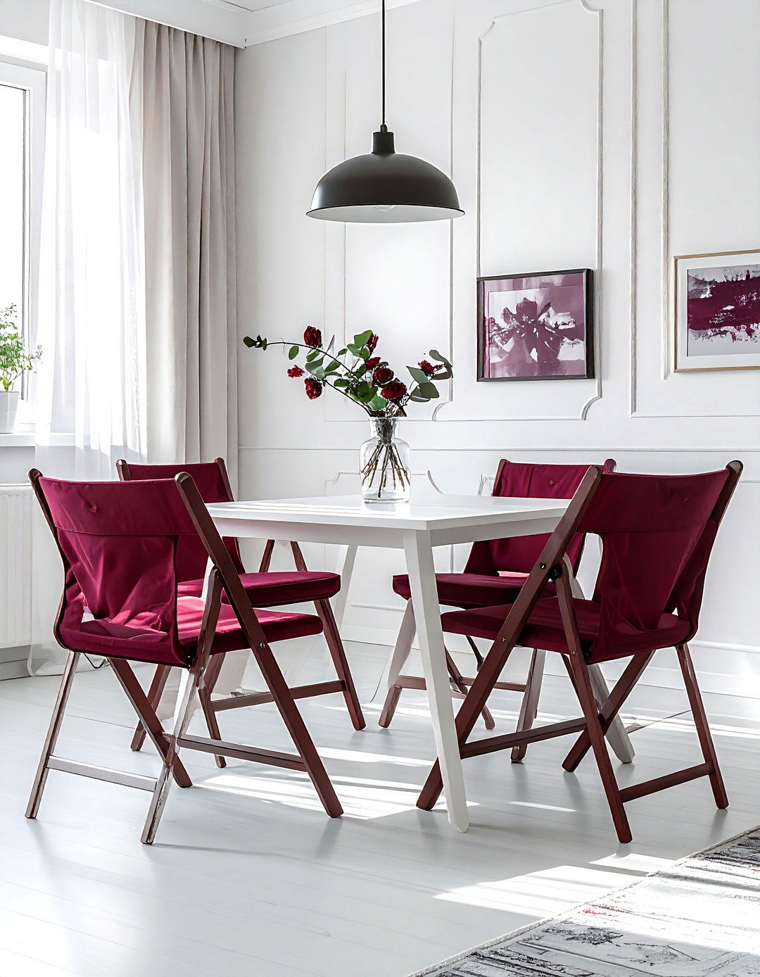 Burgundy and white apartment dining room - 30 burgundy and white dining room ideas