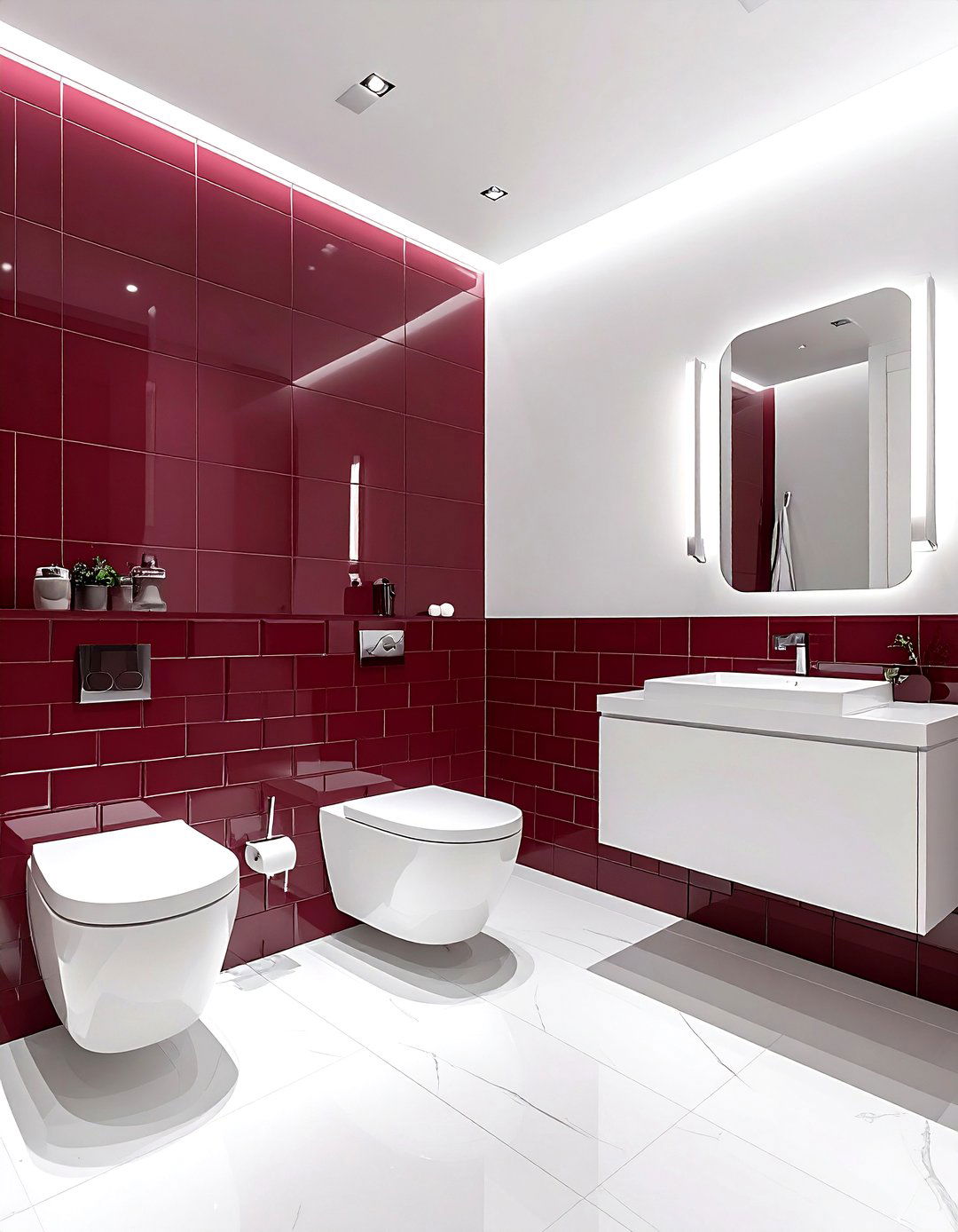 Burgundy and white bathroom - 30 burgundy bathroom ideas