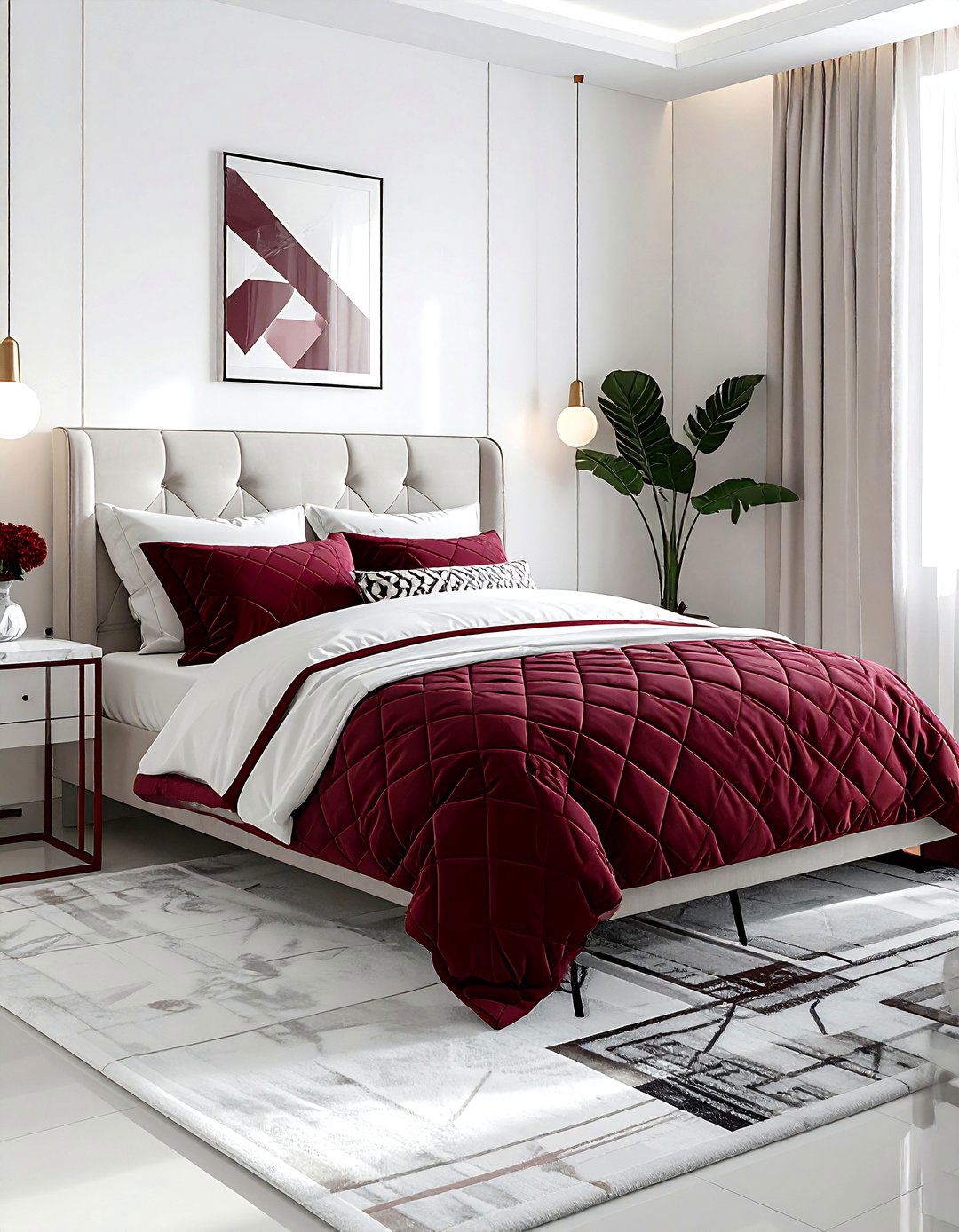 30 Cozy Burgundy and White Bedroom Ideas for a Romantic Vibe