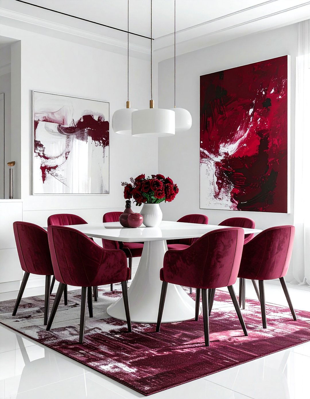 Burgundy and white dining room - 30 burgundy dining room ideas