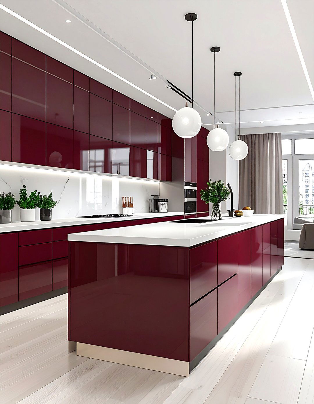 Burgundy and white galley kitchen - 30 burgundy and white kitchen ideas