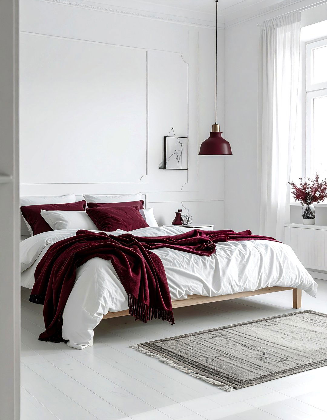 Burgundy and white guest bedroom - 30 burgundy and white bedroom ideas