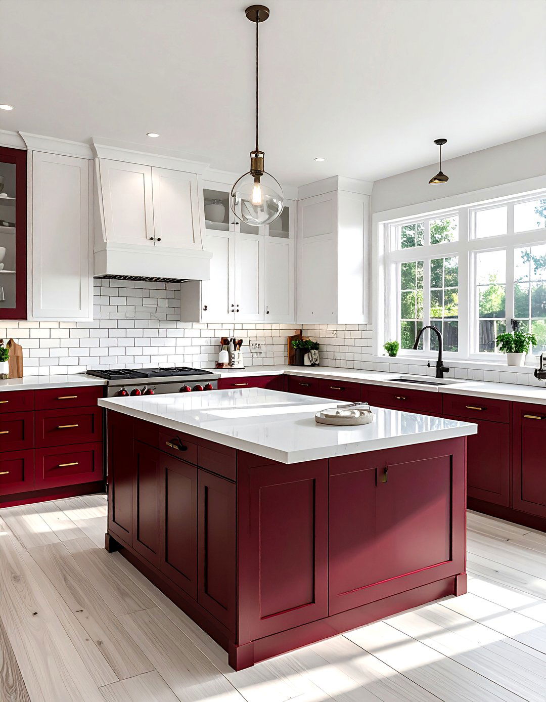 Burgundy and white kitchen - 30 burgundy kitchen ideas