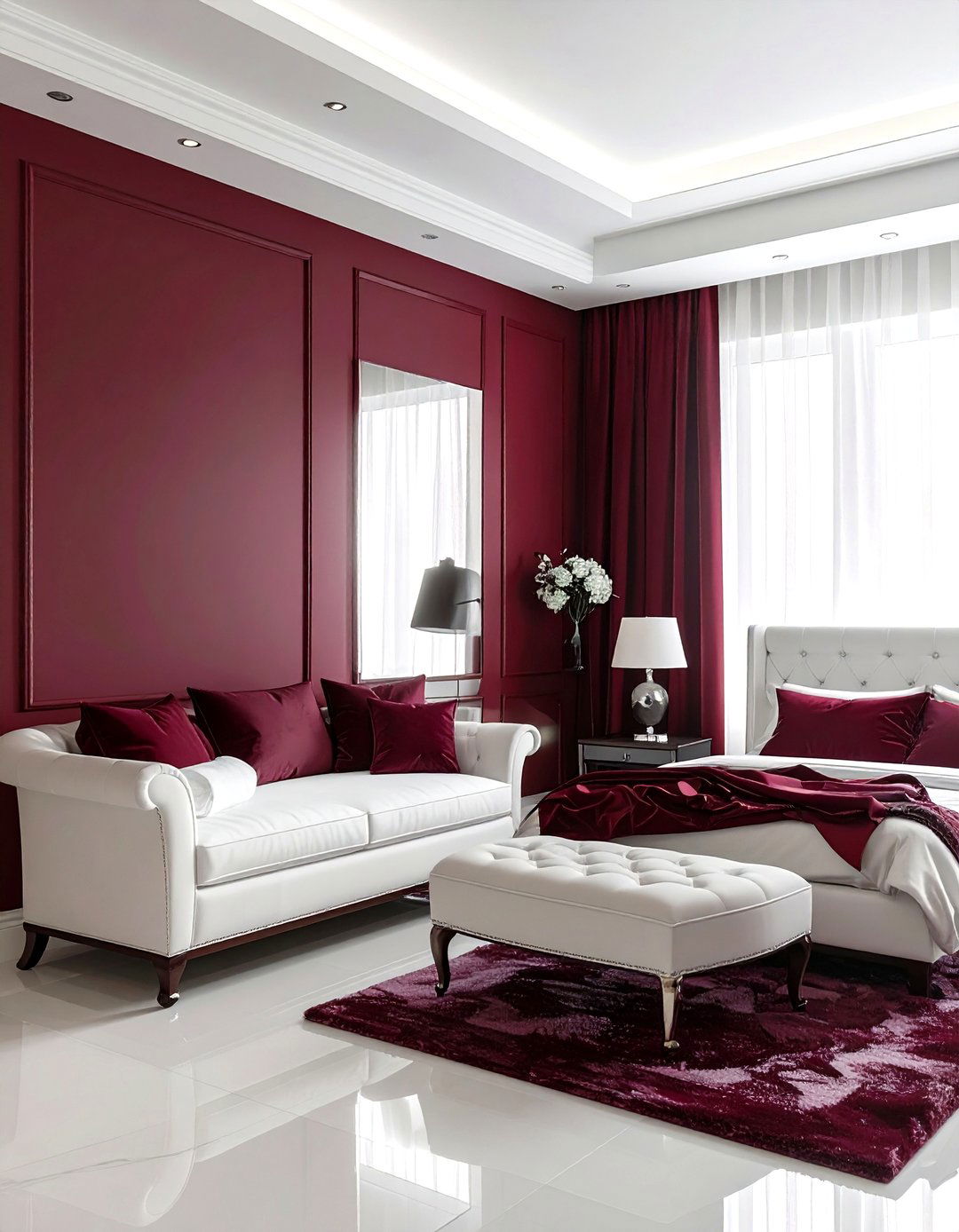 Burgundy and white master bedroom suite - 30 burgundy and white bedroom ideas
