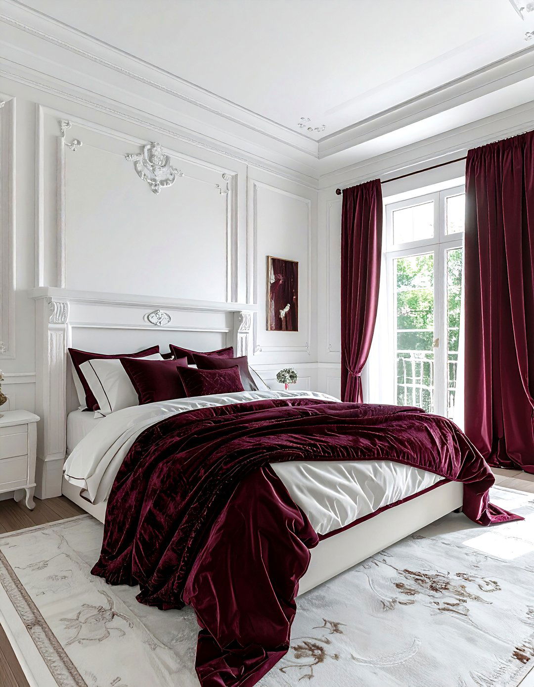 Burgundy and white traditional bedroom - 30 burgundy and white bedroom ideas