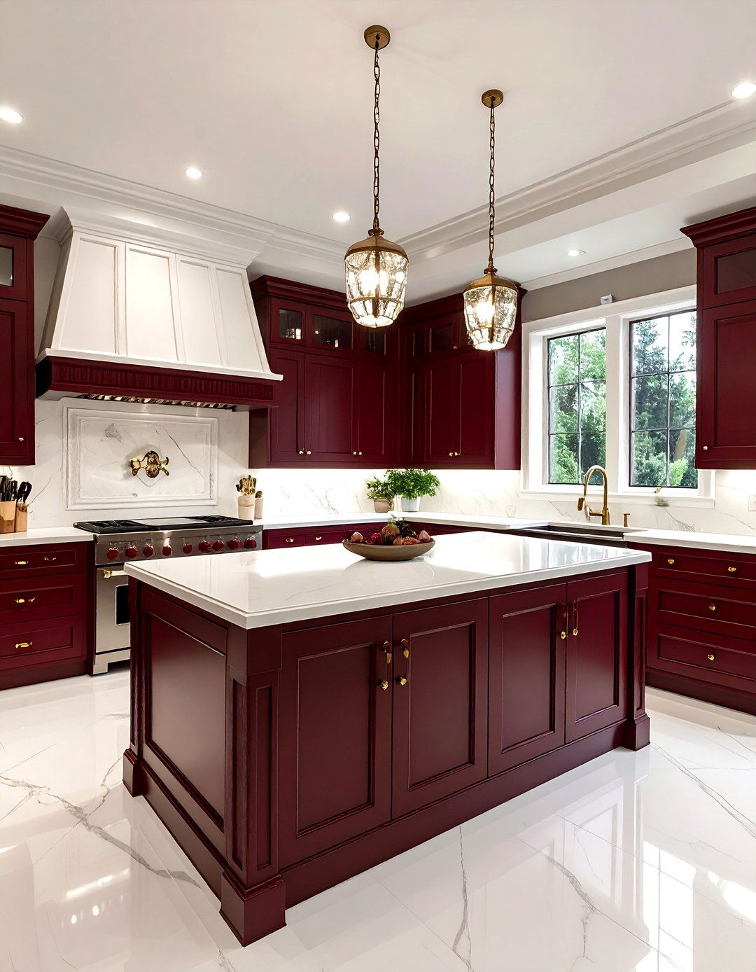 Burgundy and white traditional kitchen - 30 burgundy and white kitchen ideas