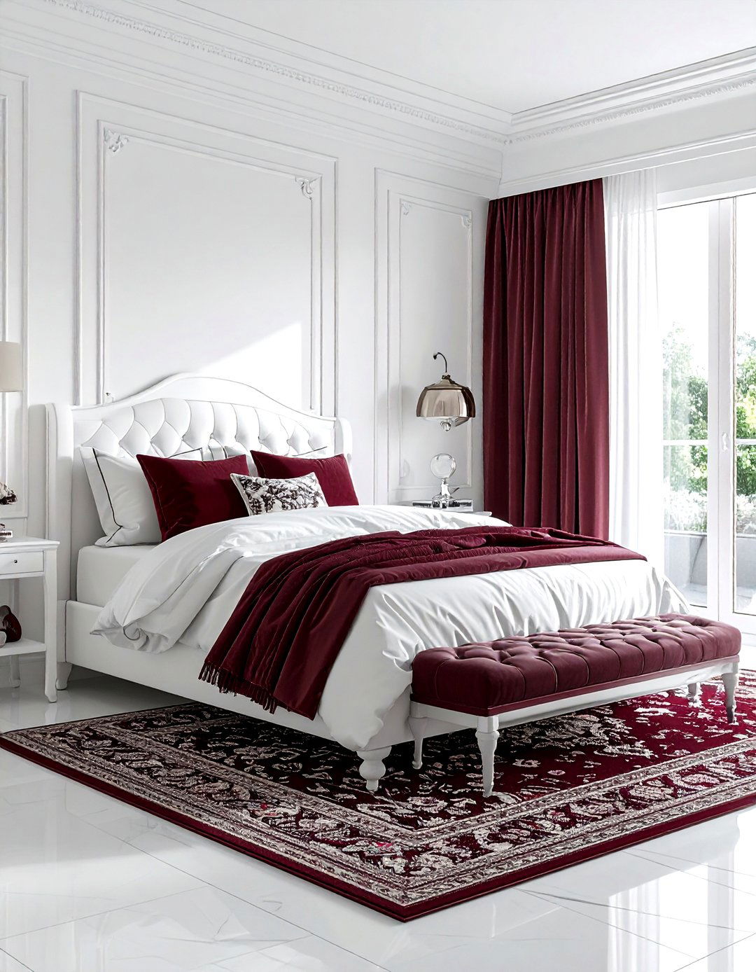 Burgundy and white transitional bedroom - 30 burgundy and white bedroom ideas