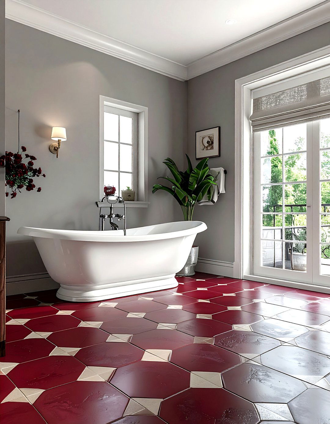 Burgundy bathroom floor - 30 burgundy bathroom ideas