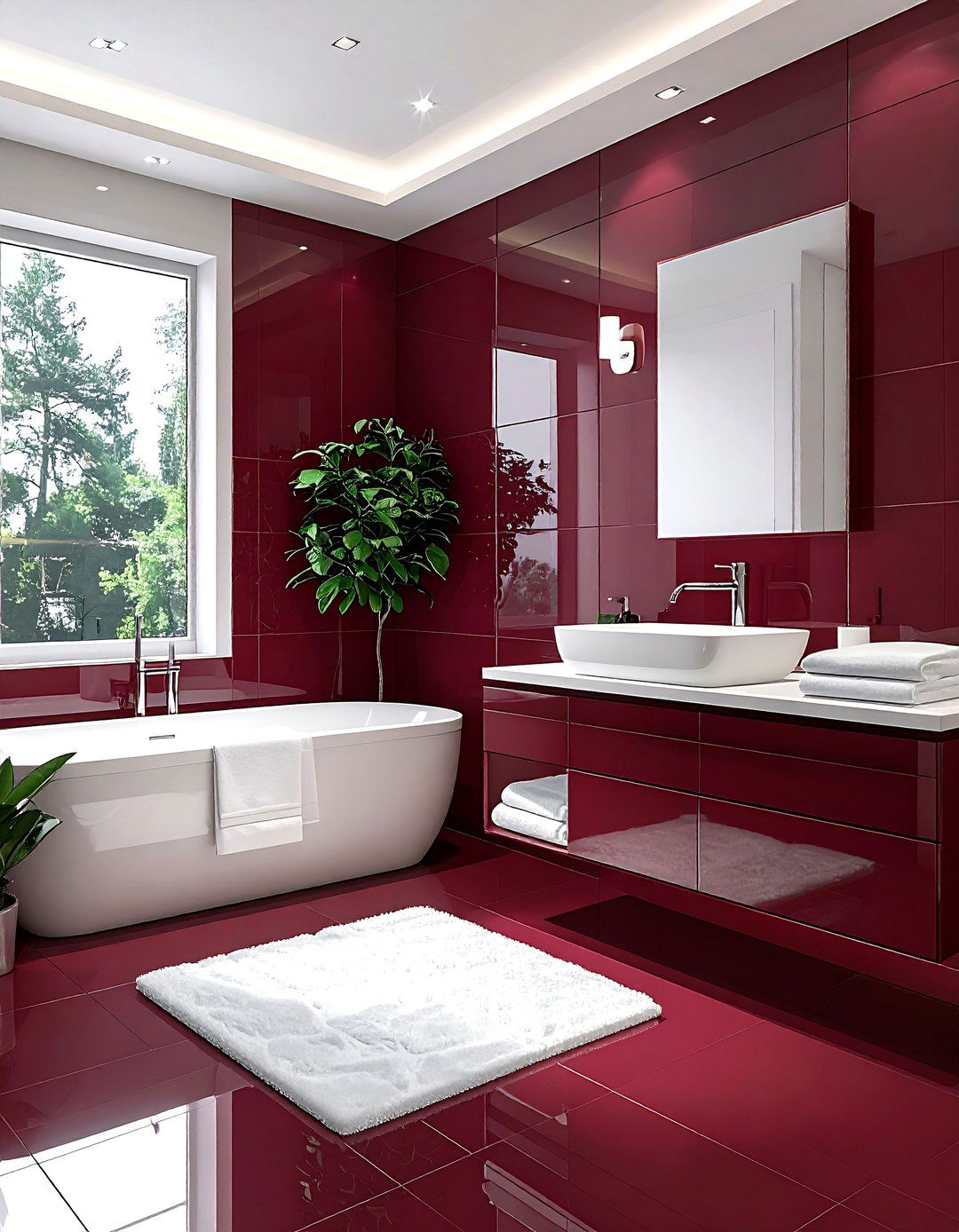 Burgundy bathroom tile - 30 burgundy bathroom ideas