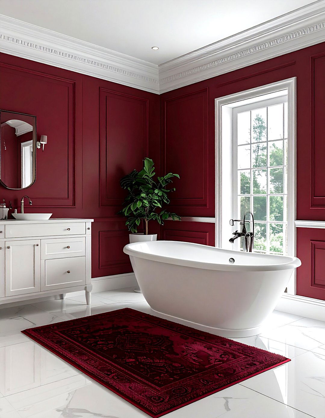 Burgundy bathroom wall paint - 30 burgundy bathroom ideas