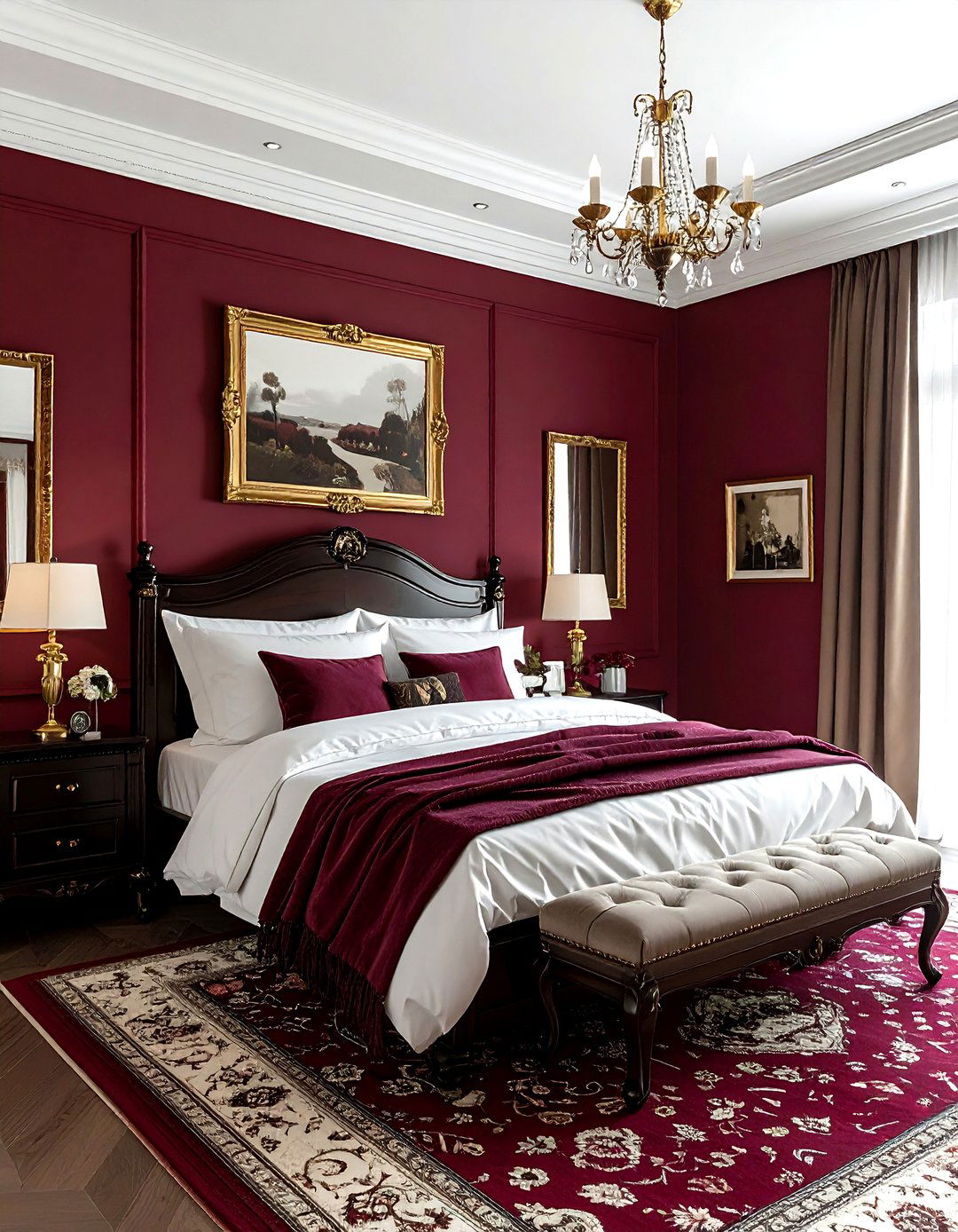 Burgundy bedroom - 30 bedroom paint ideas