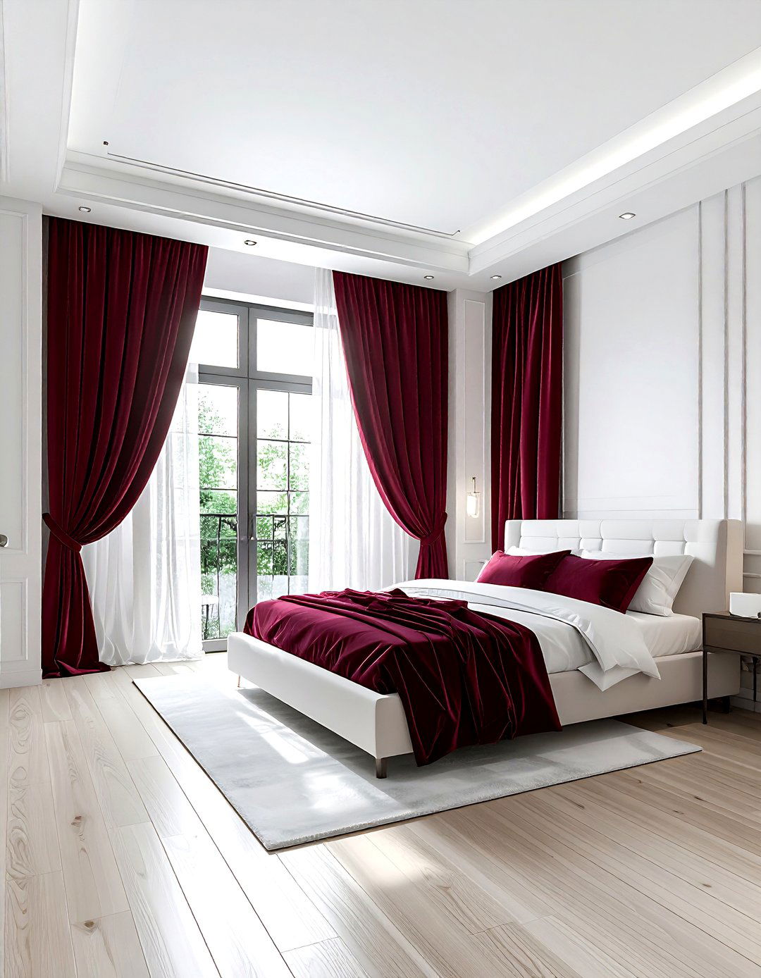 Burgundy curtains white bedroom windows - 30 burgundy and white bedroom ideas