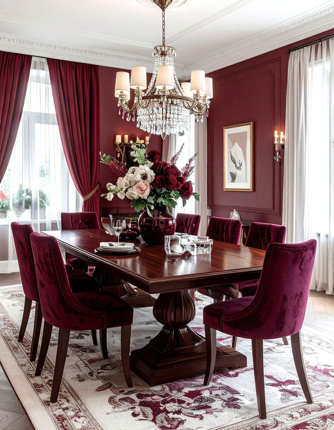 Burgundy dining room - 30 monochromatic dining room ideas