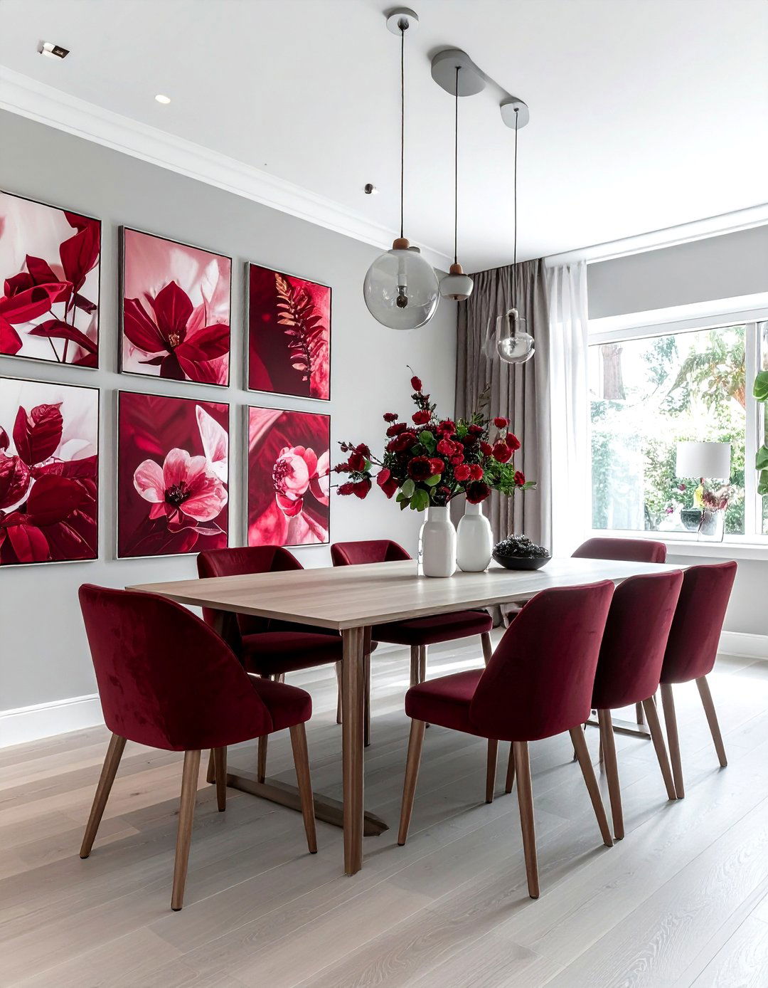 Burgundy dining room art - 30 burgundy dining room ideas