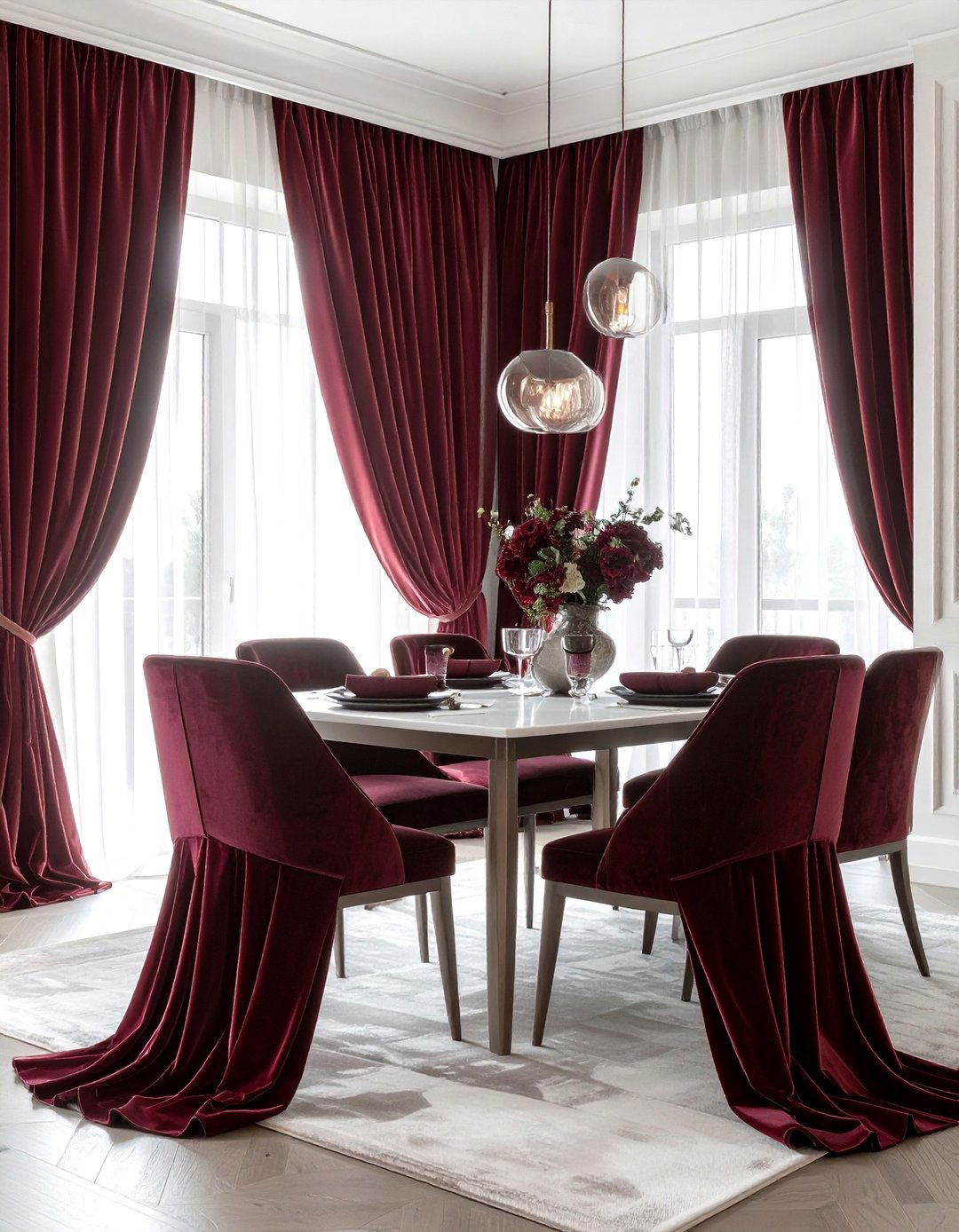 Burgundy dining room curtains - 30 burgundy dining room ideas