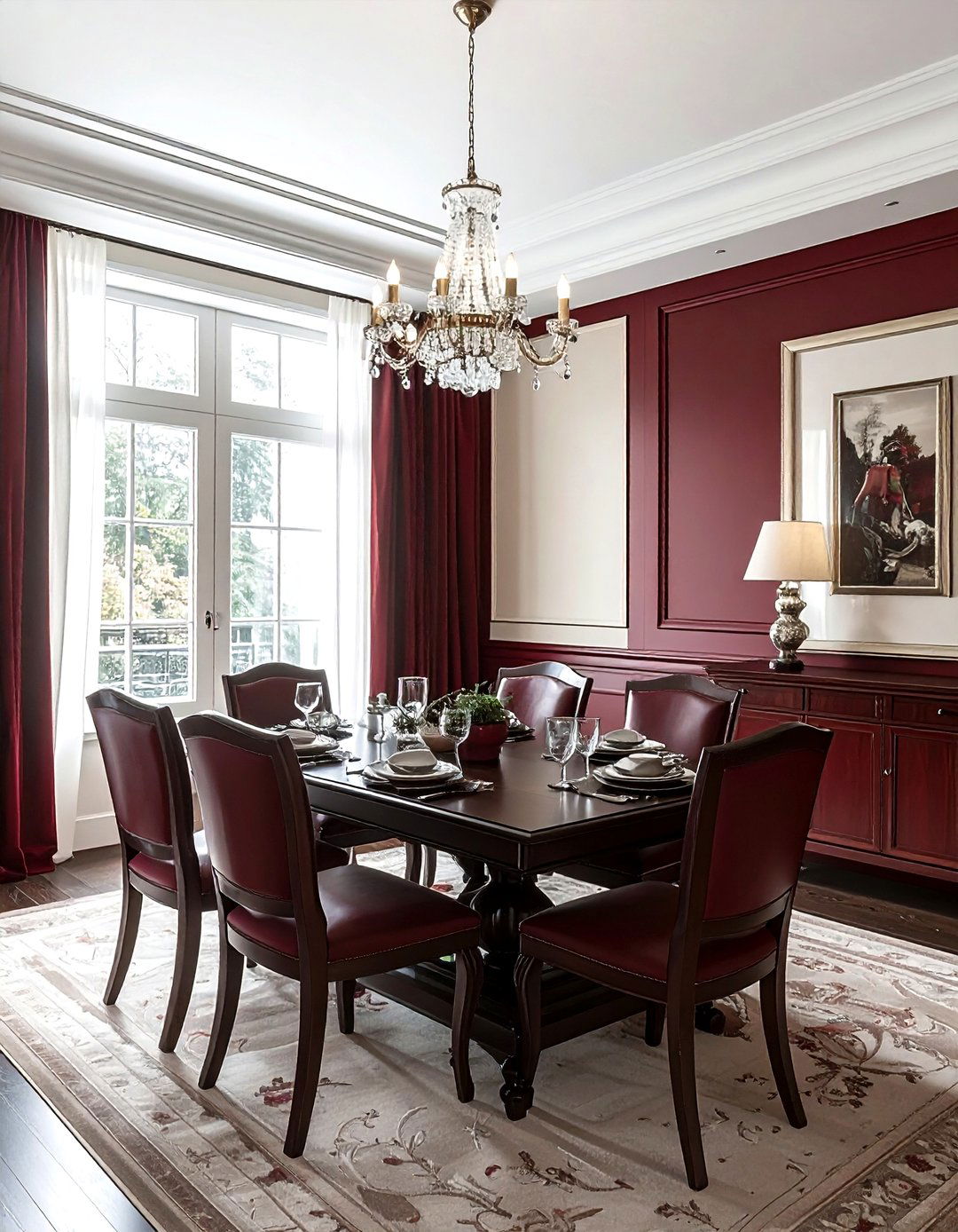 Burgundy dining room wainscoting - 30 burgundy dining room ideas