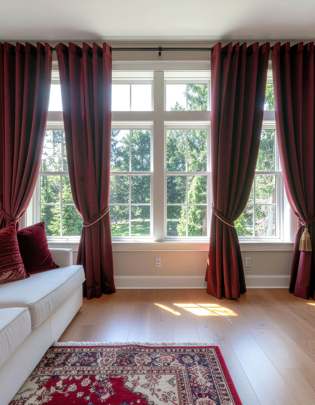Burgundy drapes - 30 berry living room ideas