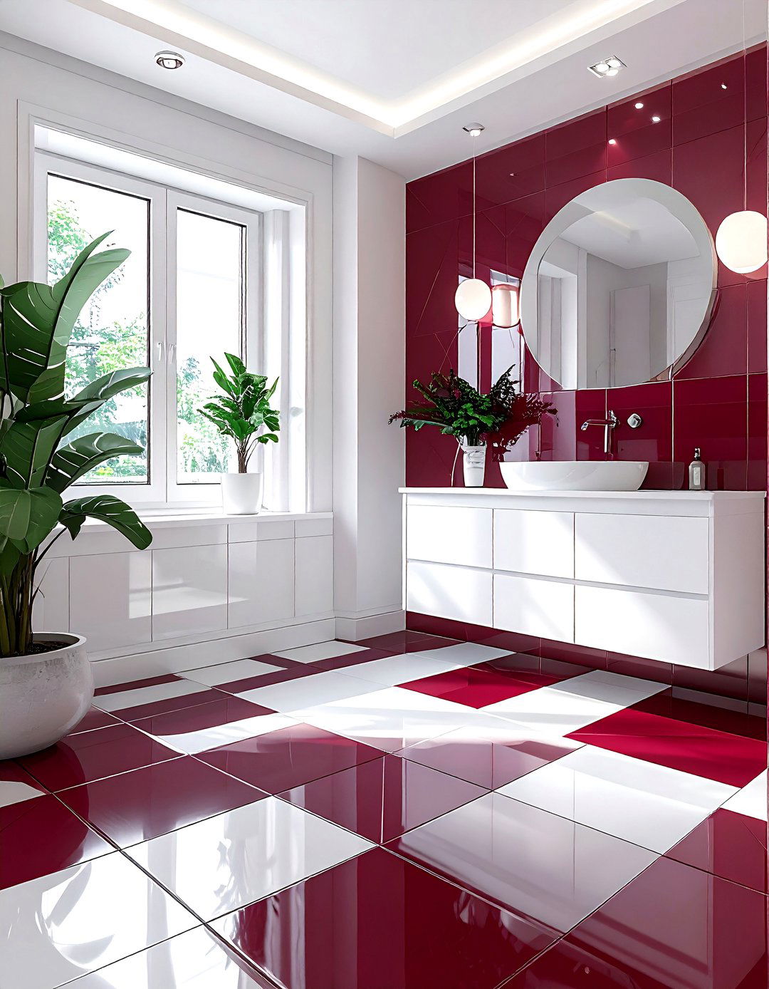 Burgundy floor tile white bathroom - 30 burgundy and white bathroom ideas