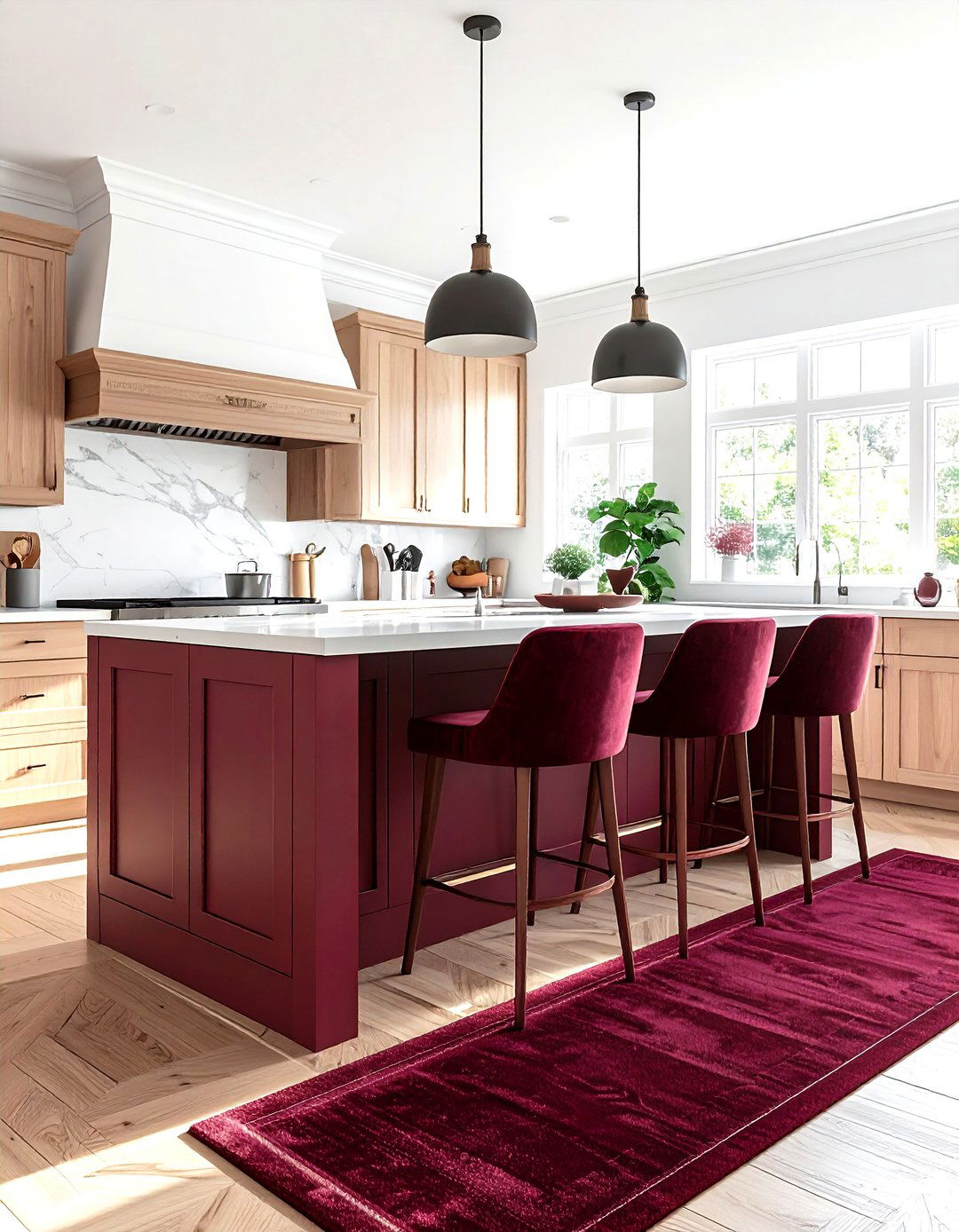 Burgundy kitchen accents - 30 kitchen color ideas