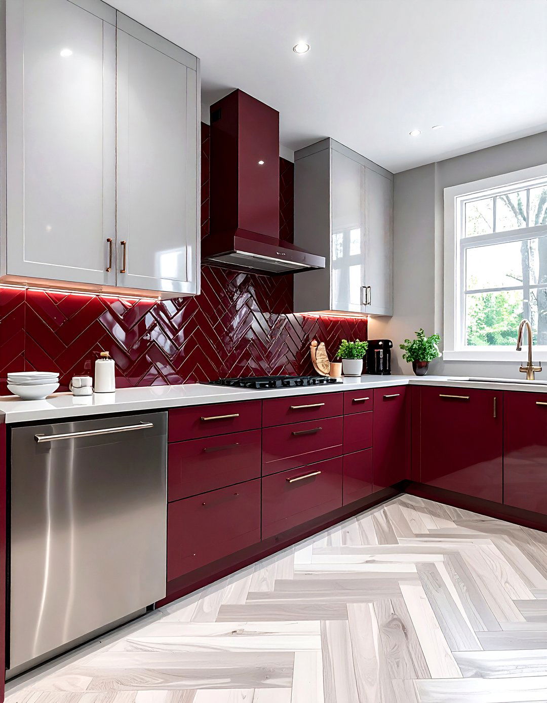 Burgundy kitchen backsplash - 30 burgundy kitchen ideas