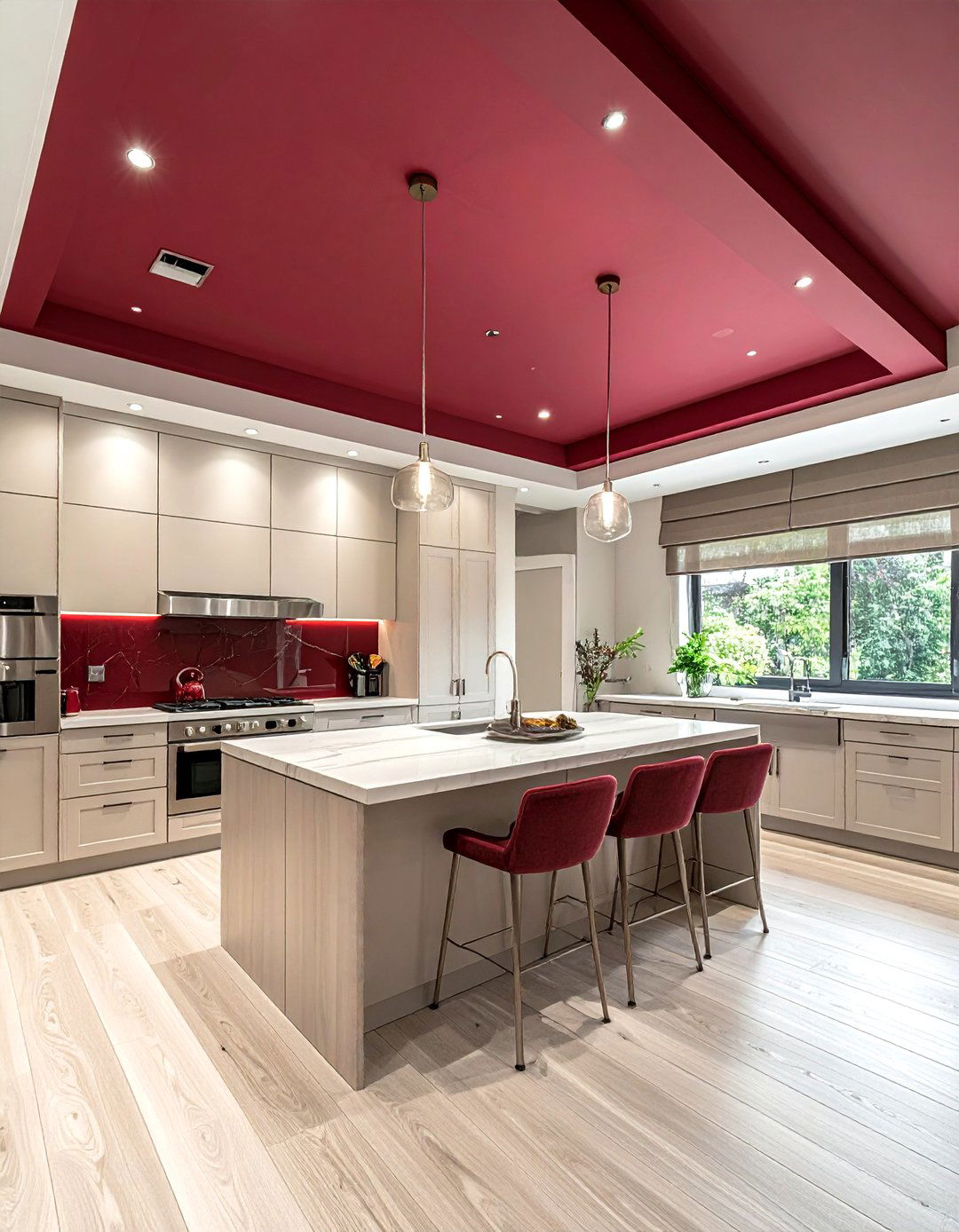 Burgundy kitchen ceiling - 30 burgundy kitchen ideas