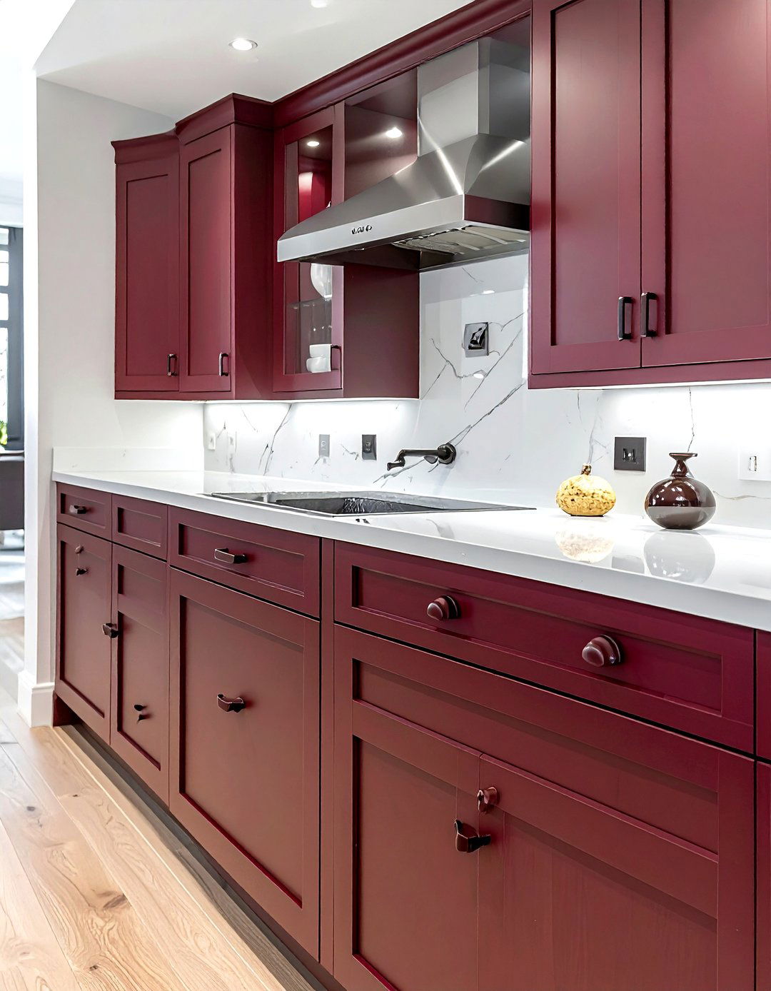 Burgundy kitchen hardware - 30 burgundy kitchen ideas