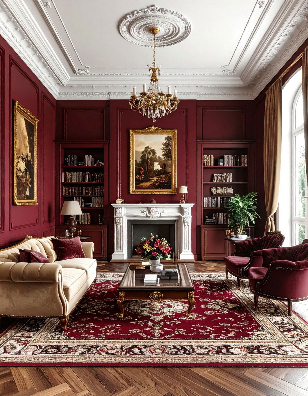 Burgundy living room - 30 living room paint colors