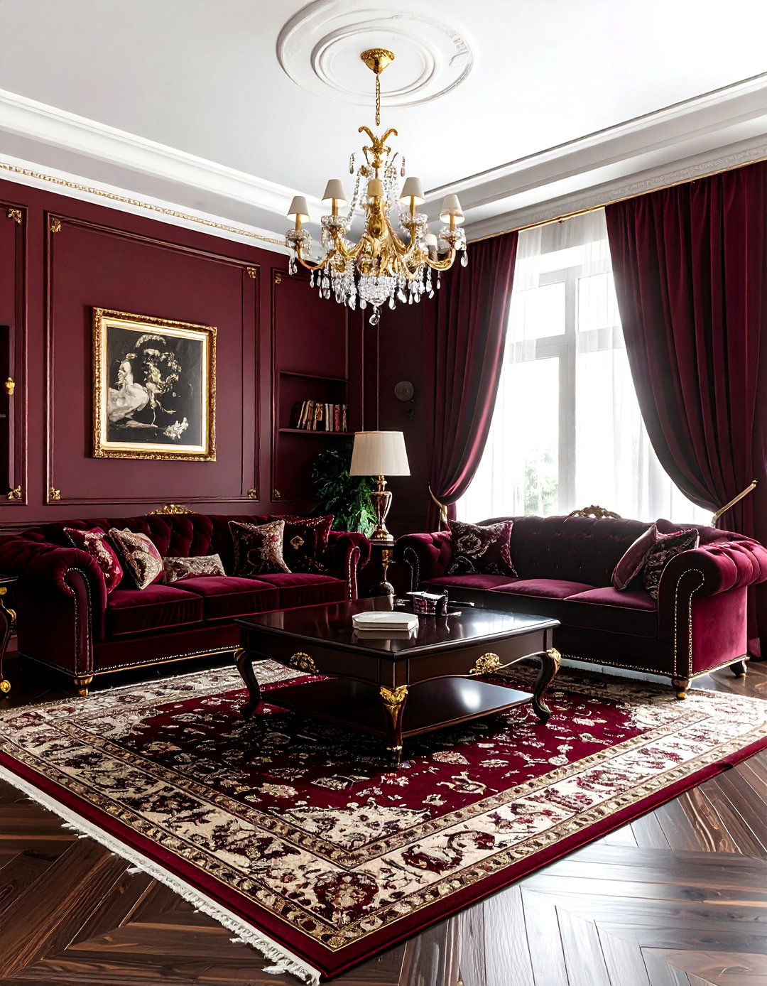 Burgundy living room - 30 living room paint ideas