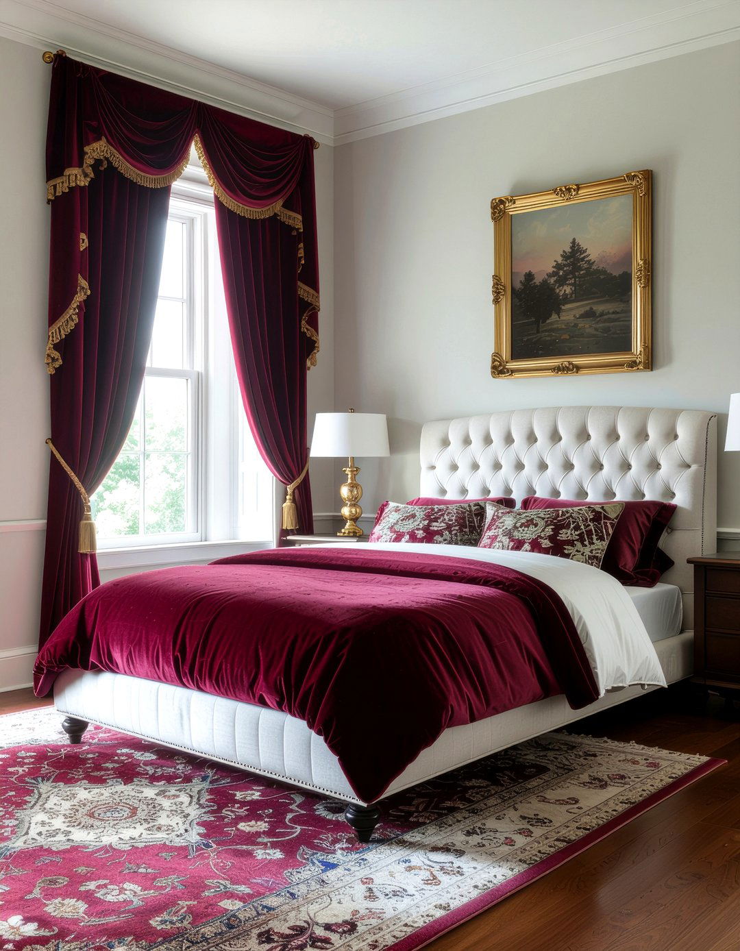 Burgundy velvet bedding - 30 bedroom velvet bedding ideas