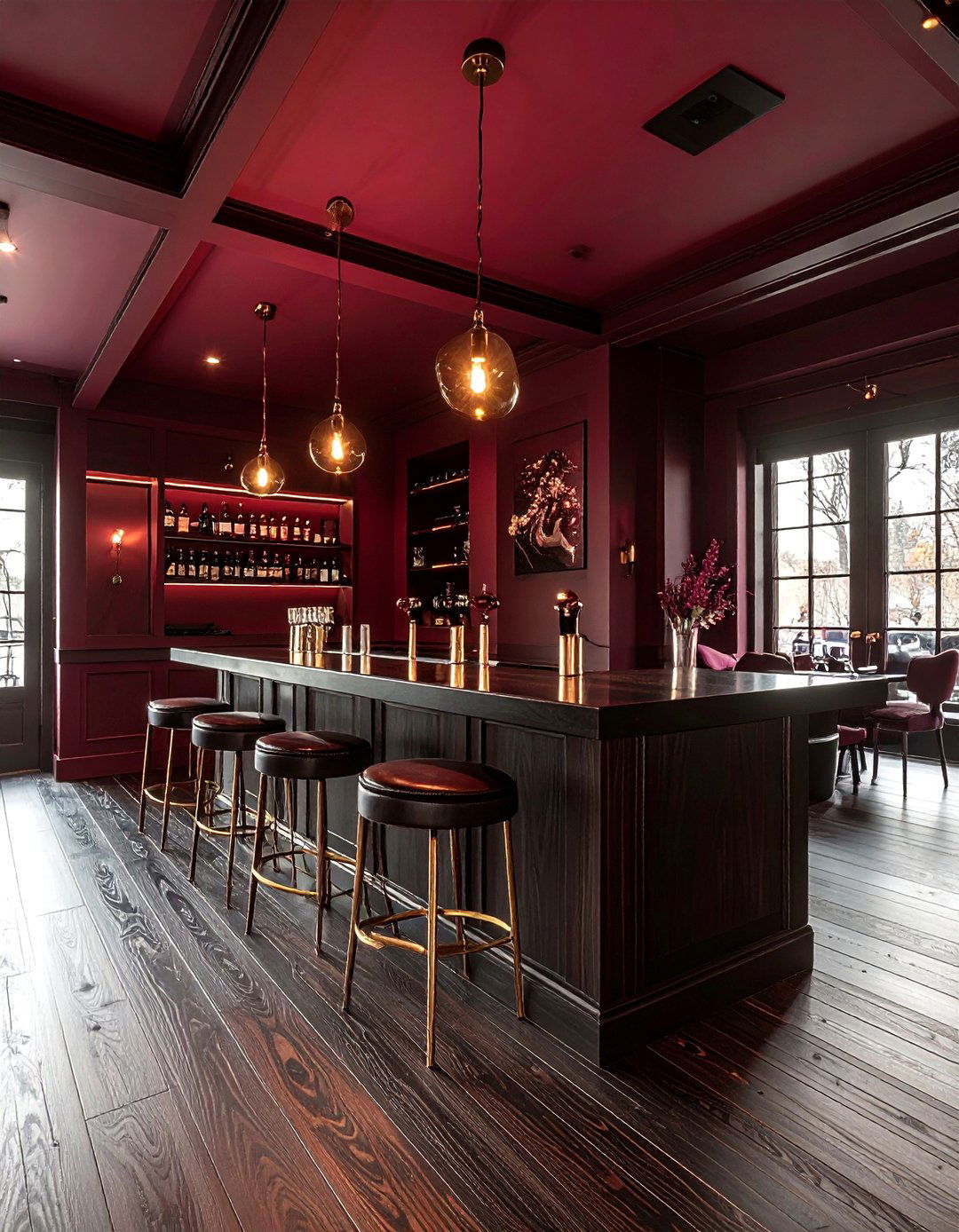 Burgundy wine lounge - 30 bold paint color ideas