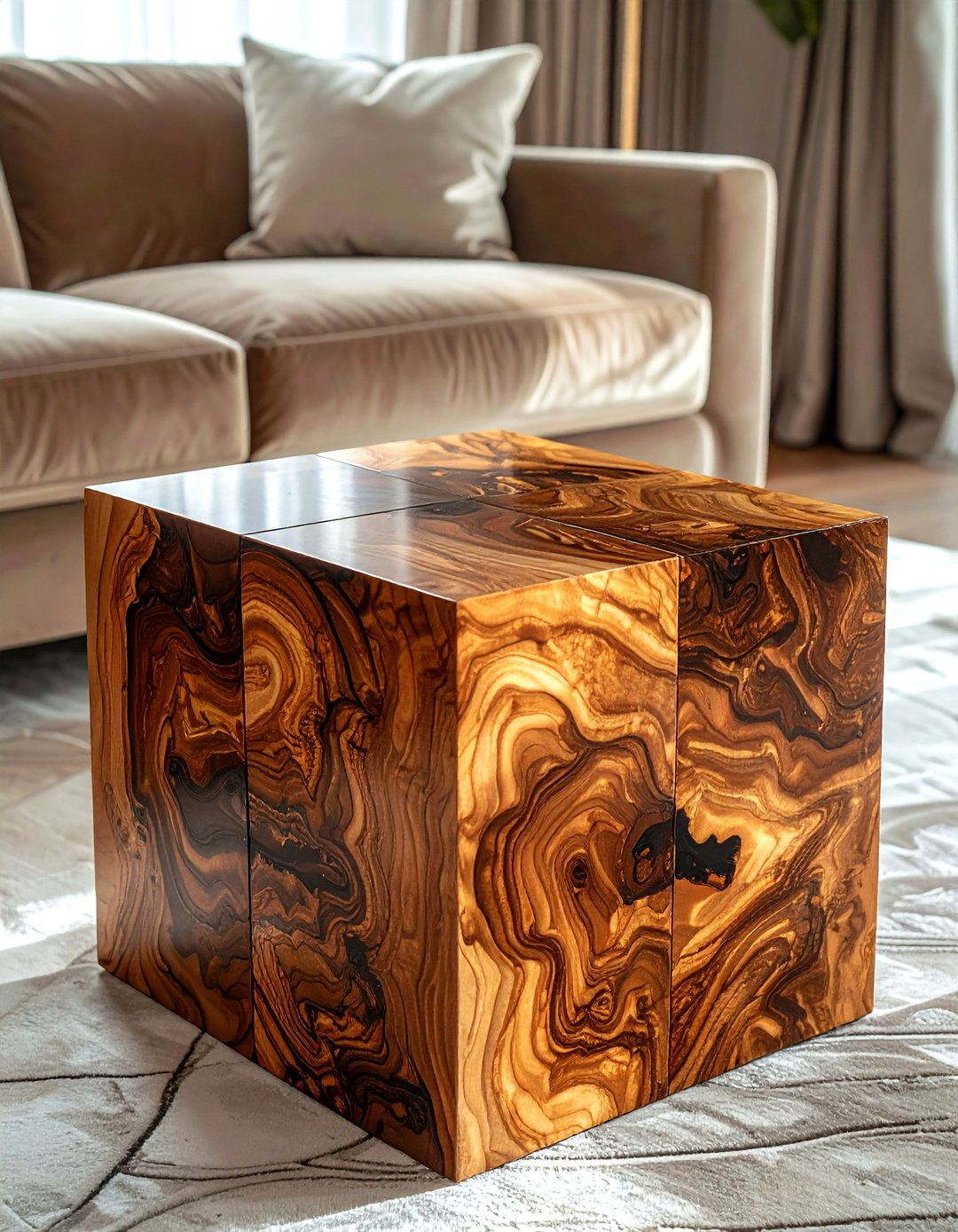 Burl Wood Side Table - 30 natural wood decor ideas