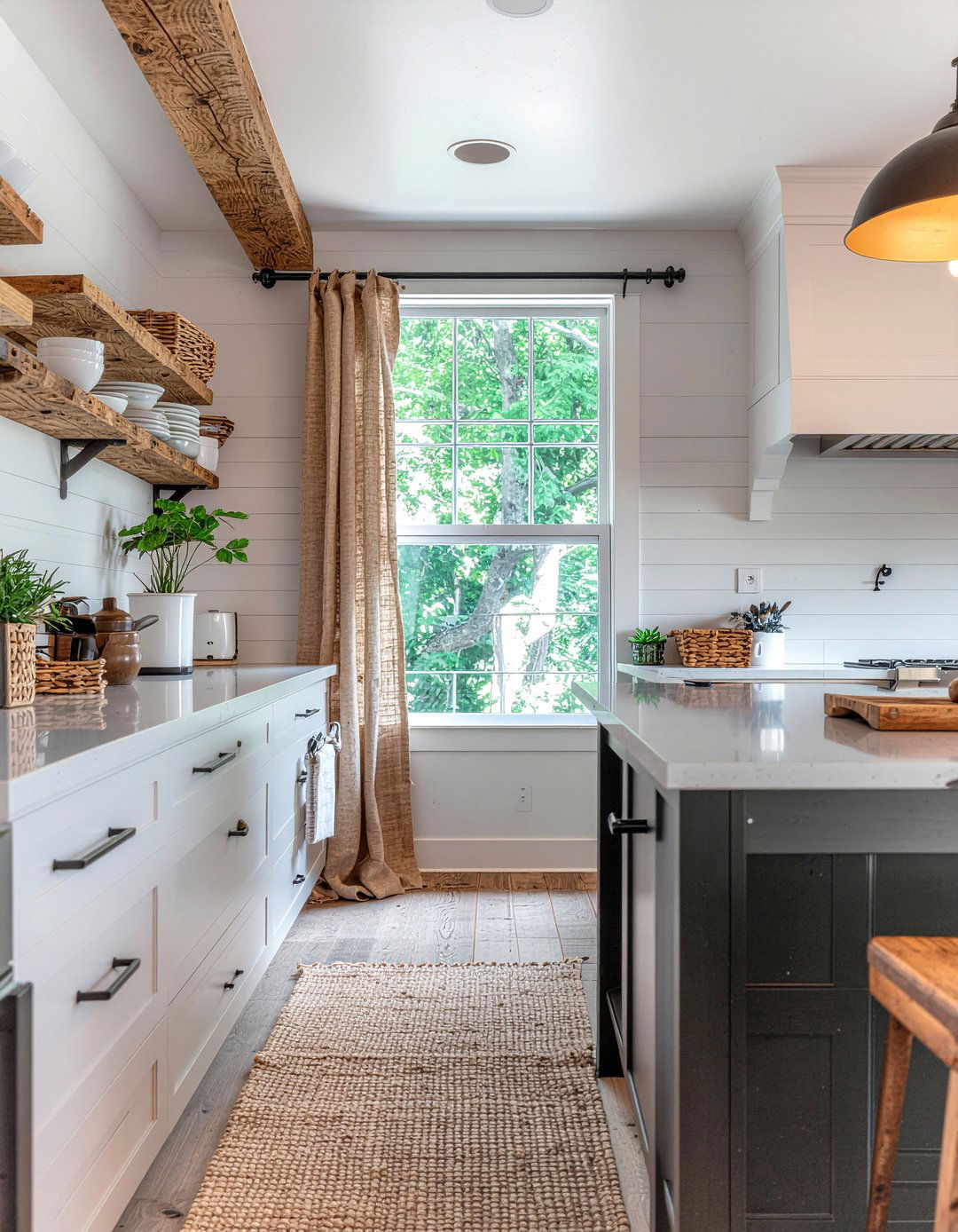 Burlap Cafe Curtain - 30 kitchen cafe curtain ideas