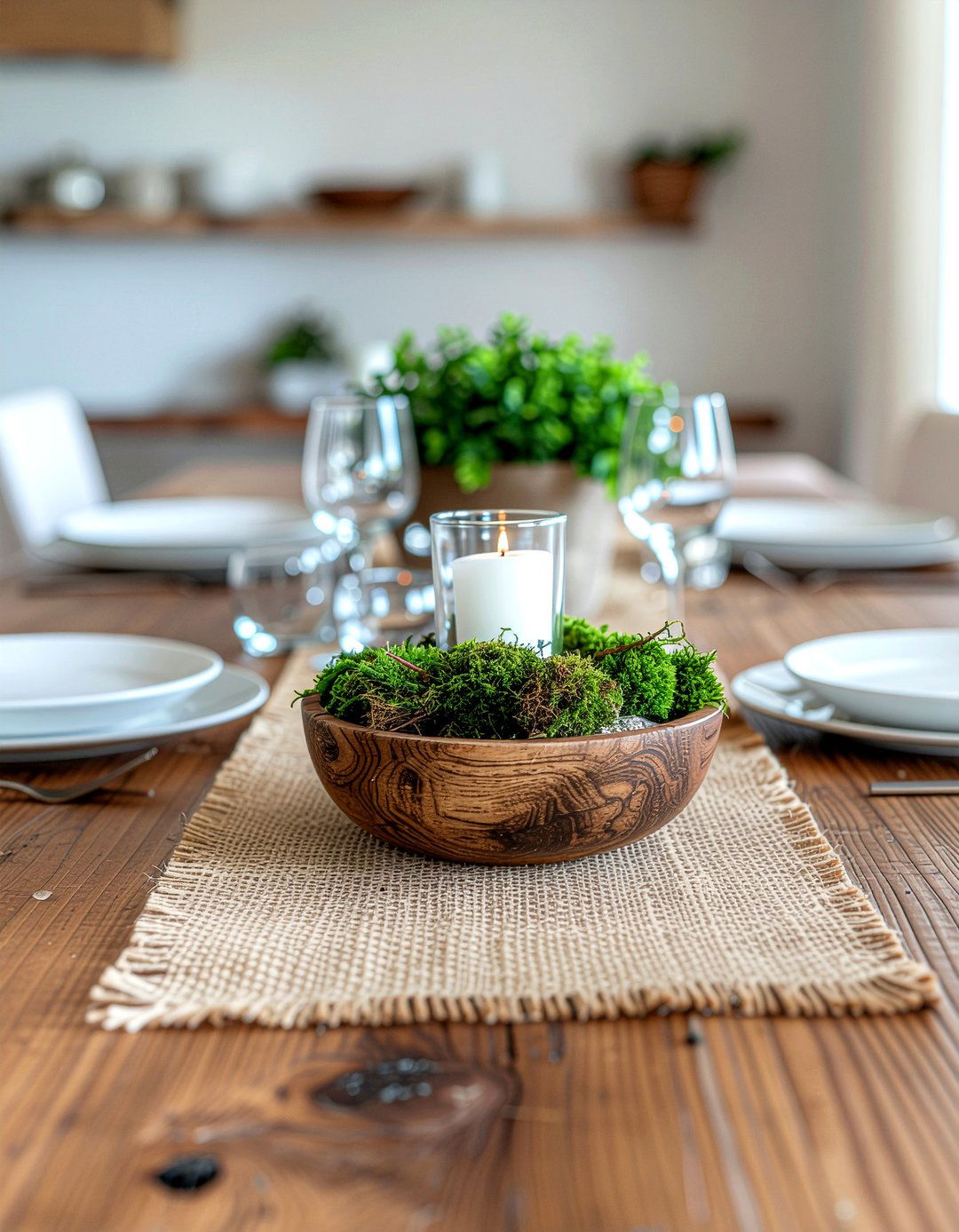 Burlap Table Runner - 30 runner centerpiece dining ideas