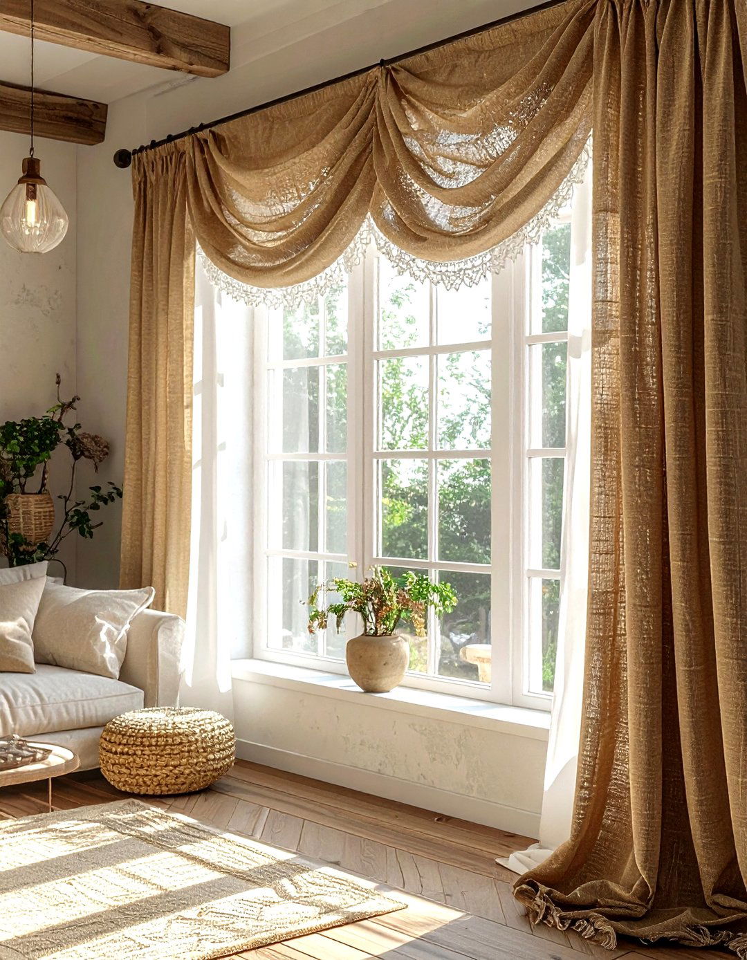 Burlap Valance - 30 living room window valances