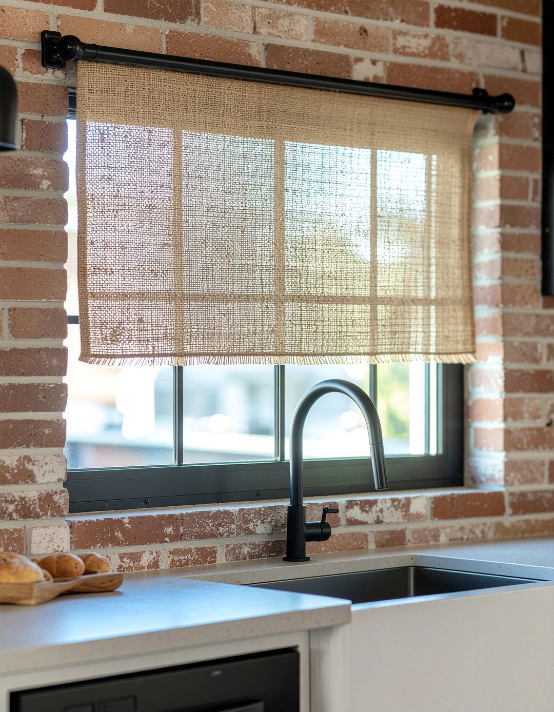 Burlap Valances - 30 kitchen curtain ideas