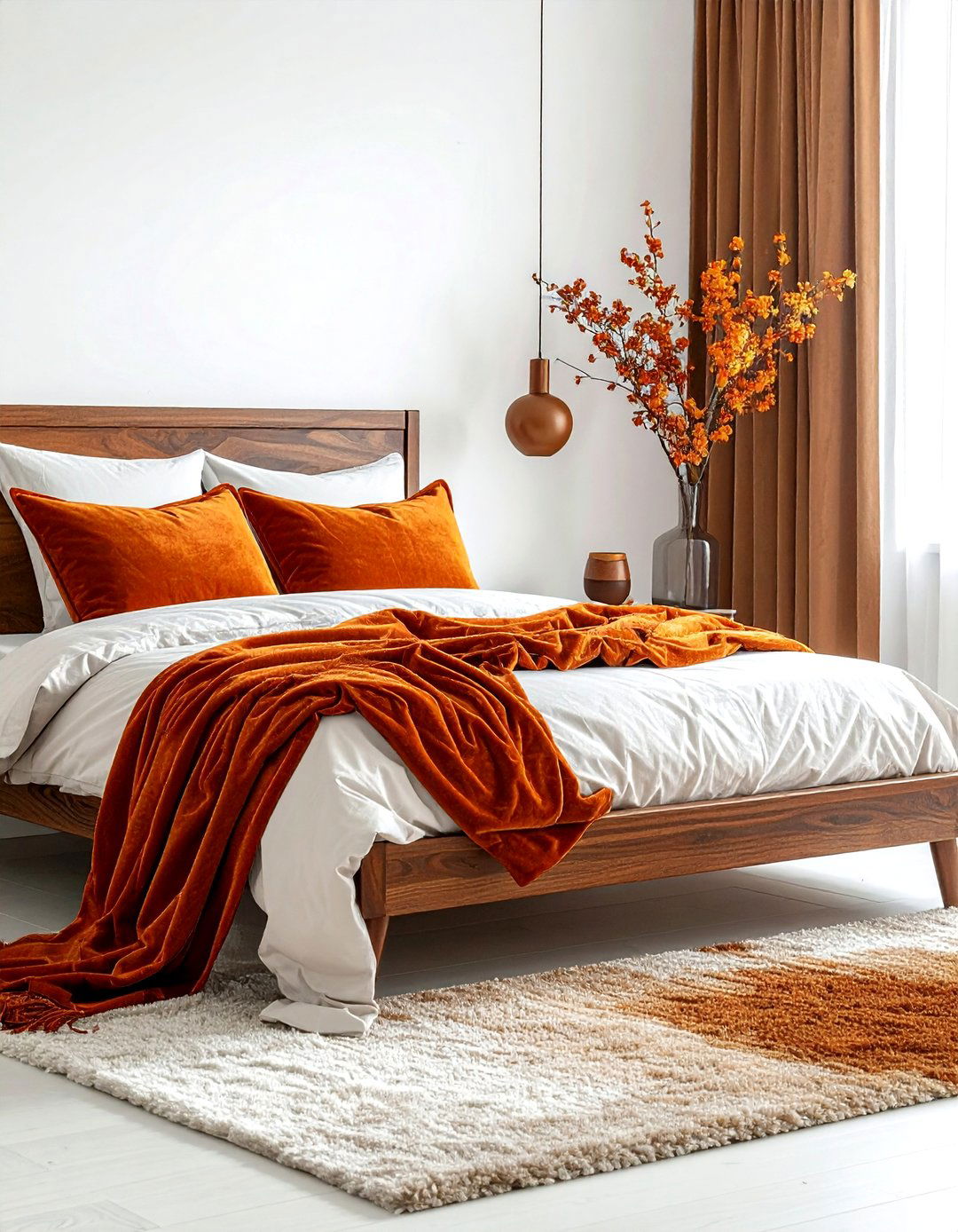 Burnt Orange Accents - 30 mid-century modern bedroom ideas