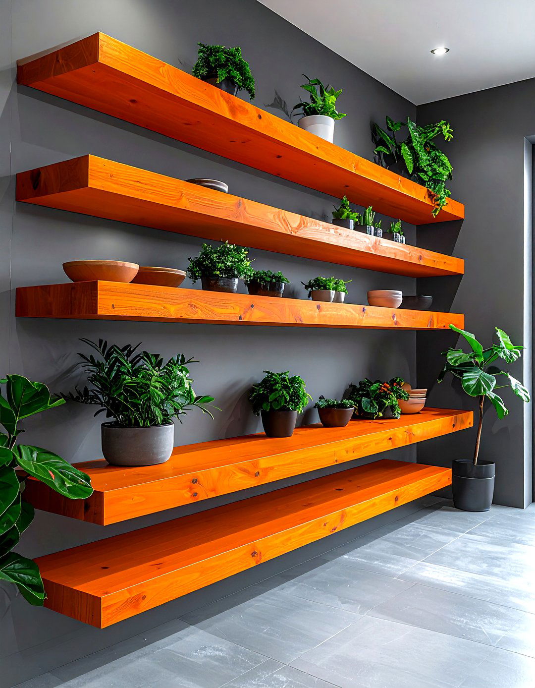 Burnt Orange Floating Shelves - 30 burnt orange kitchen ideas