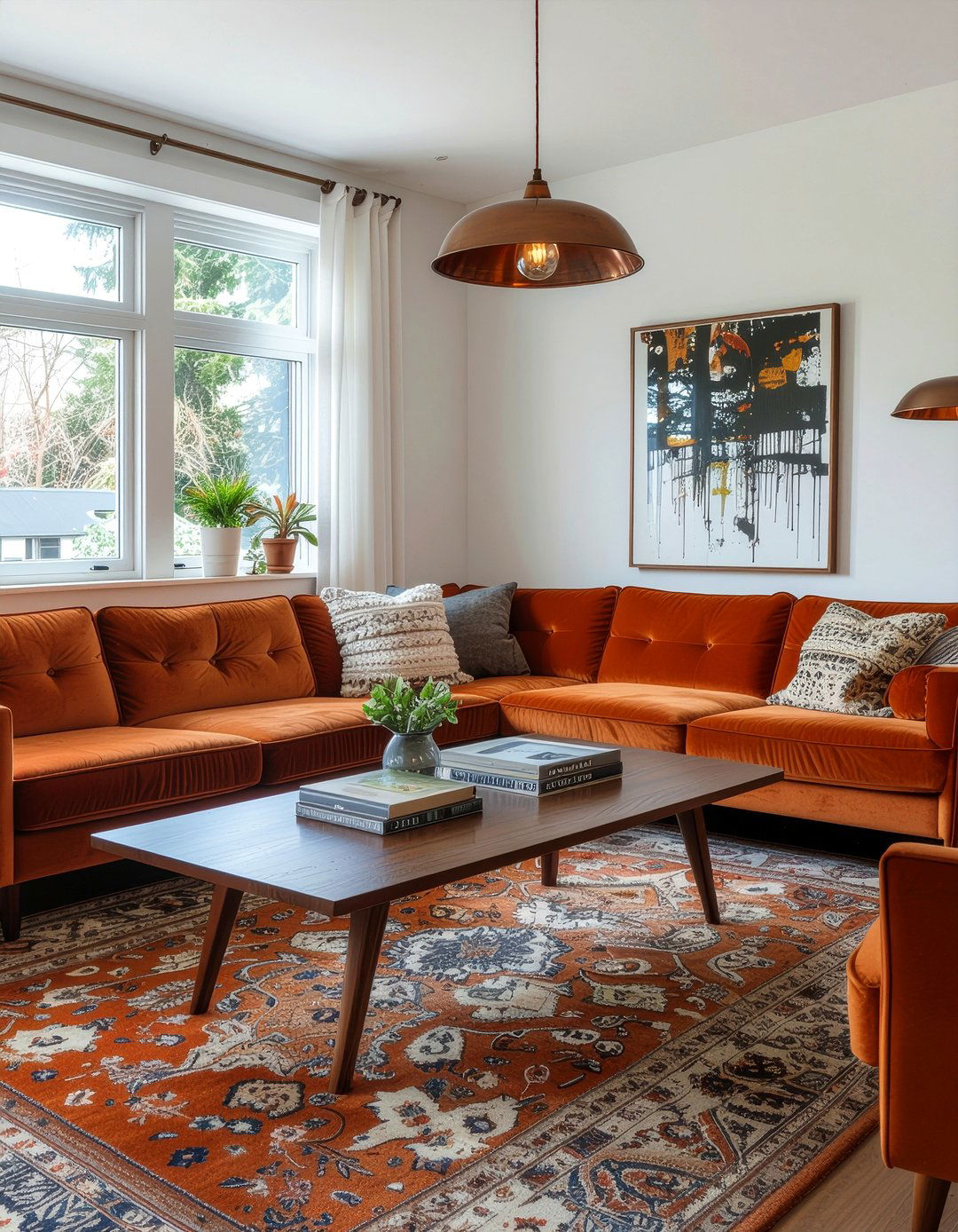 Burnt Orange Furniture - 30 bold color living room ideas