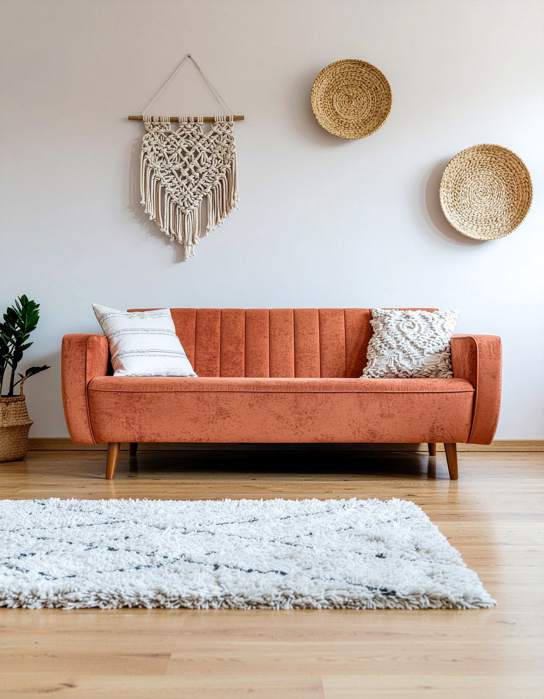 Burnt Orange Mid Century Sofa - 30 living room mid-century sofa ideas